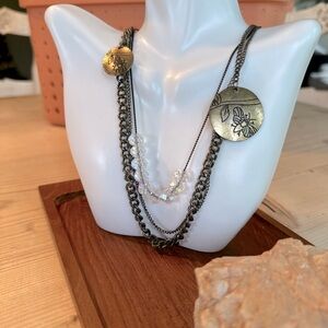 Cool Bee Coin Crystal Statement Bangle Necklace Chain and Beads